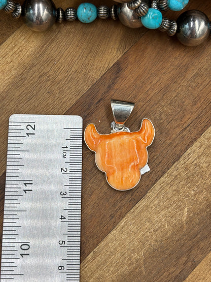 Orange Spiny #913-10 Cow Pendant