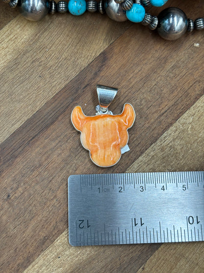 Orange Spiny #913-10 Cow Pendant