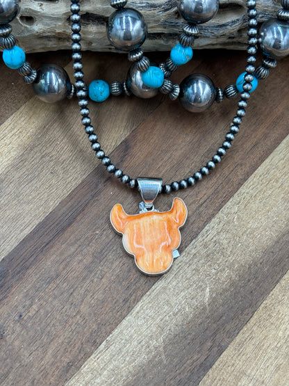 Orange Spiny #913-10 Cow Pendant
