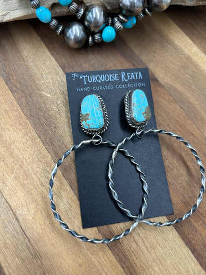 Mine #8 #812-3C Hoop Earrings by Elouise Kee, Navajo