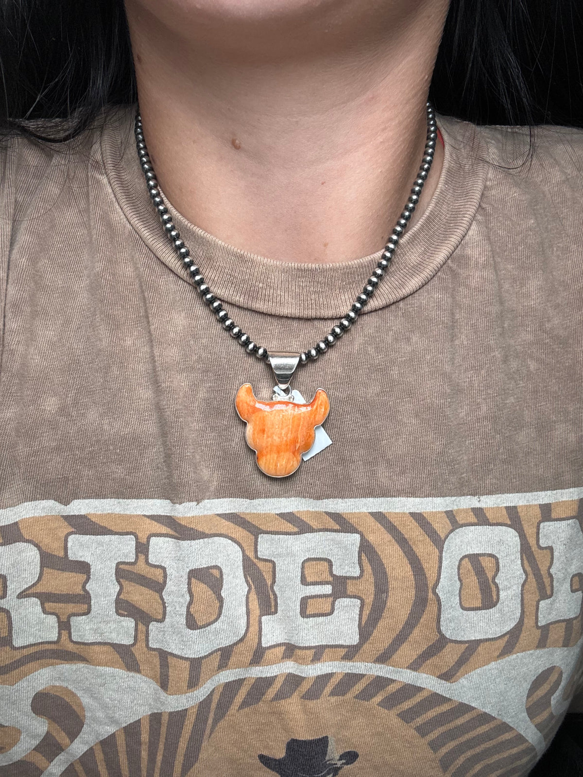 Orange Spiny #913-10 Cow Pendant