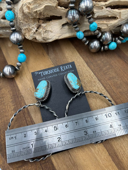 Mine #8 #812-3C Hoop Earrings by Elouise Kee, Navajo