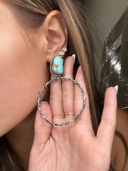Mine #8 #812-3C Hoop Earrings by Elouise Kee, Navajo