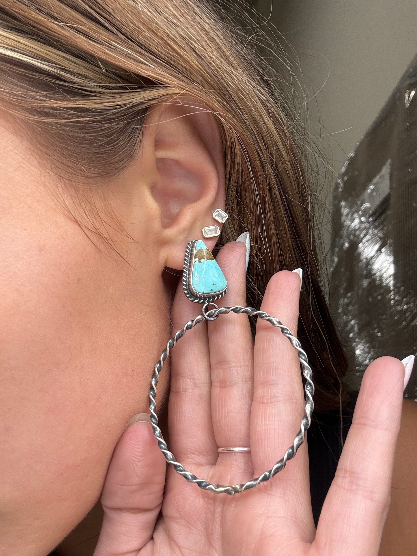 Mine #8 #812-2D Hoop Earrings by Elouise Kee, Navajo