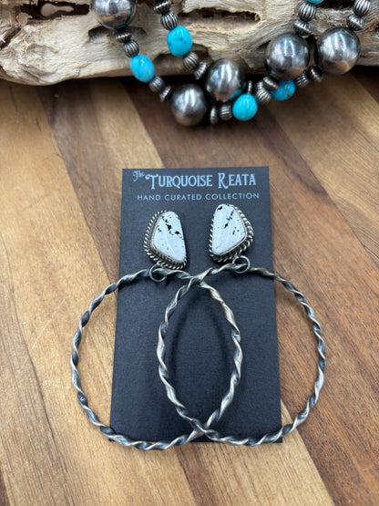 White Buffalo #826-3A Hoop Earrings by Elouise Kee, Navajo