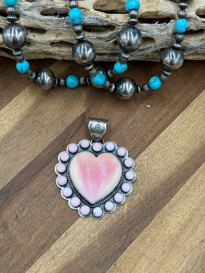 Pink Conch #911-12 Heart Pendant