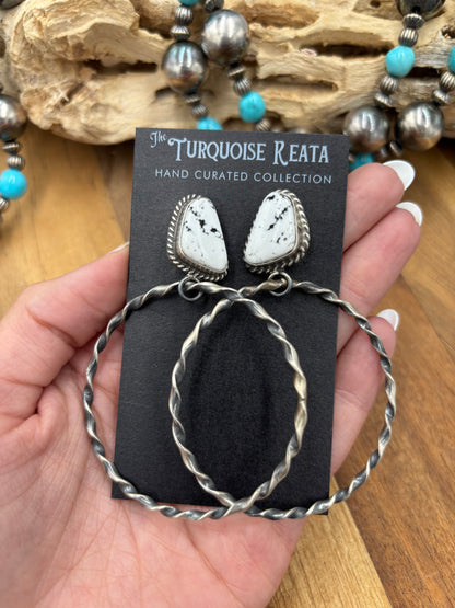 White Buffalo #826-3A Hoop Earrings by Elouise Kee, Navajo