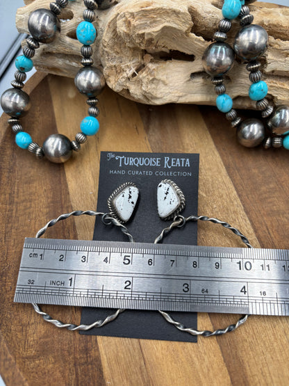 White Buffalo #826-3A Hoop Earrings by Elouise Kee, Navajo