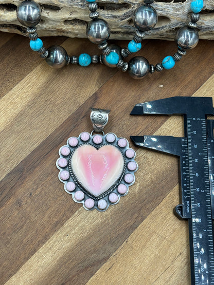 Pink Conch #911-12 Heart Pendant