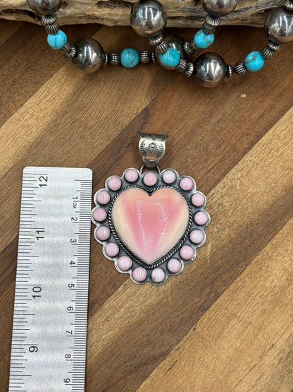 Pink Conch #911-12 Heart Pendant