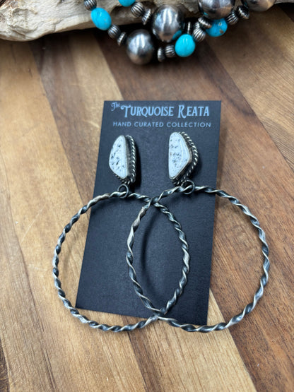 White Buffalo #812-1B Hoop Earrings by Elouise Kee, Navajo