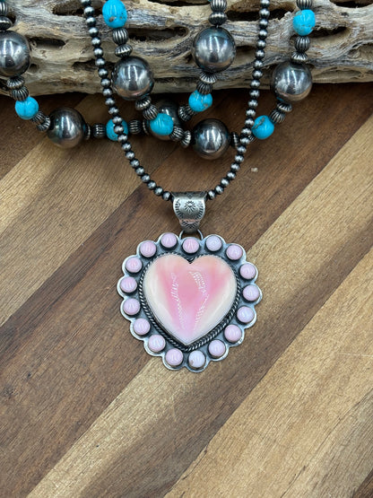 Pink Conch #911-12 Heart Pendant