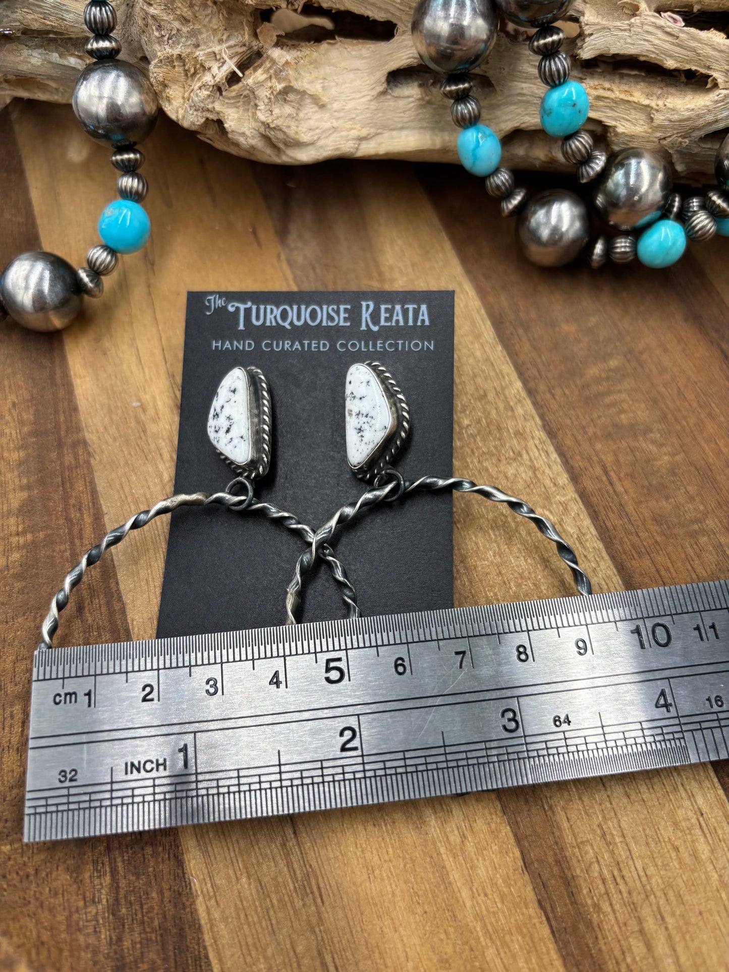 White Buffalo #812-1B Hoop Earrings by Elouise Kee, Navajo
