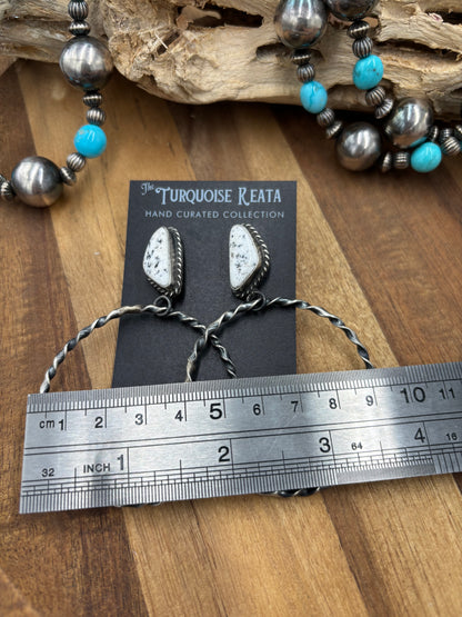 White Buffalo #812-1B Hoop Earrings by Elouise Kee, Navajo