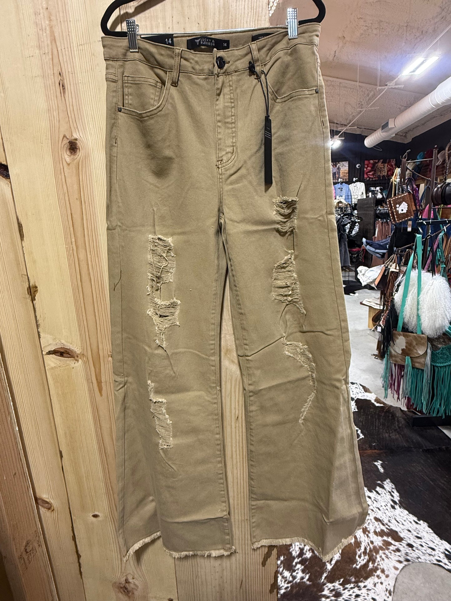 The Mesquite Kickback Distressed Khaki Denim Jeans