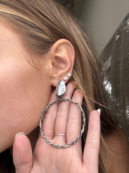 White Buffalo #812-1B Hoop Earrings by Elouise Kee, Navajo