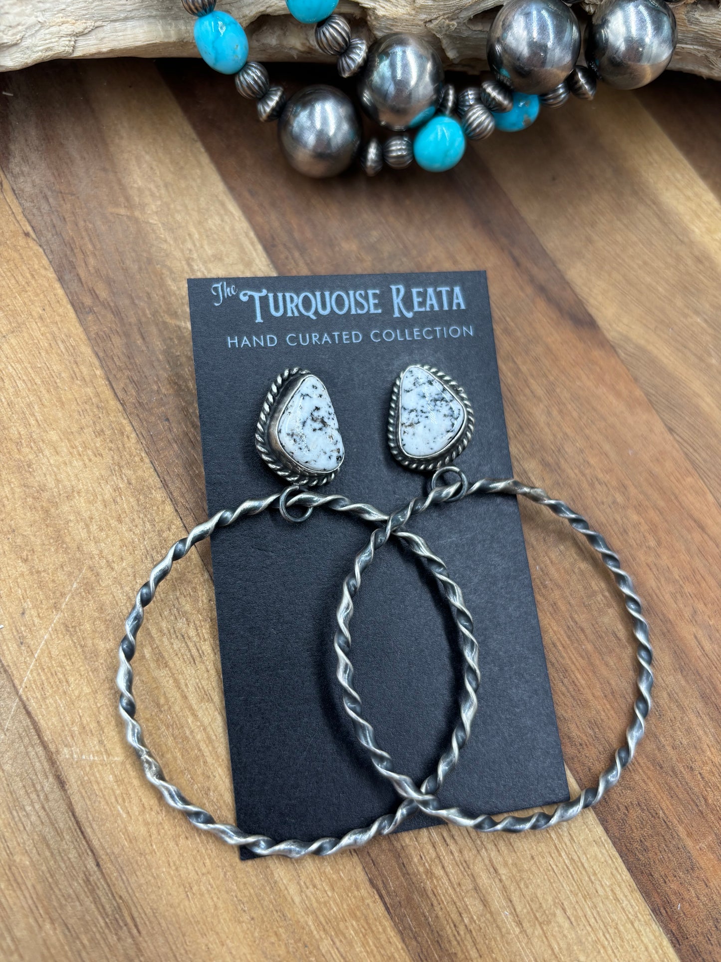 White Buffalo #826-3C Hoop Earrings by Elouise Kee, Navajo