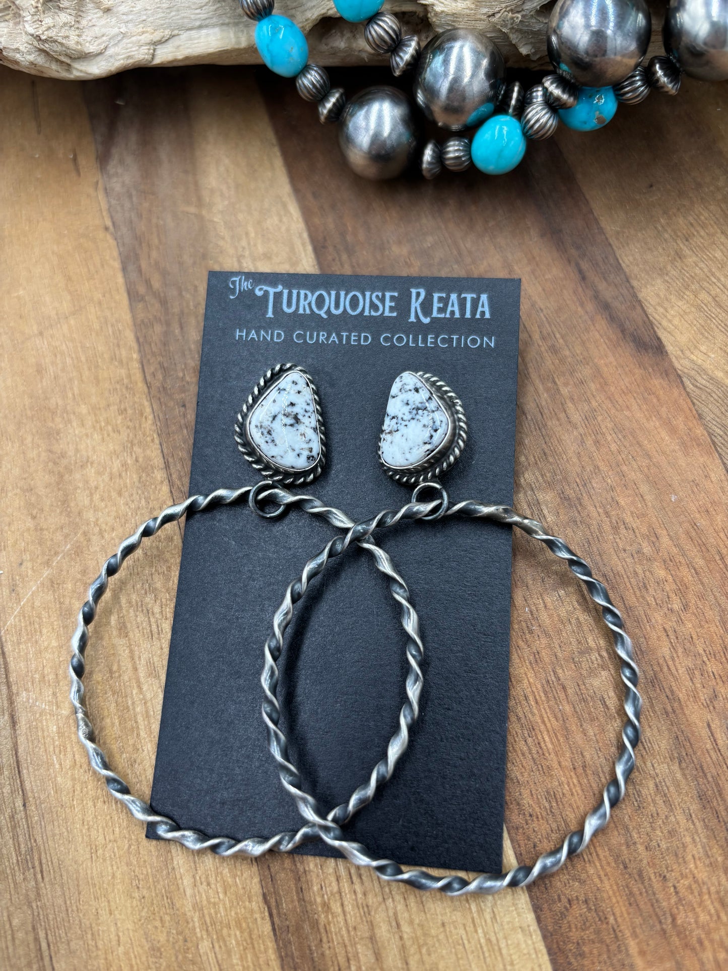 White Buffalo #826-3C Hoop Earrings by Elouise Kee, Navajo