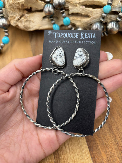 White Buffalo #826-3C Hoop Earrings by Elouise Kee, Navajo