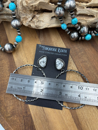 White Buffalo #826-3C Hoop Earrings by Elouise Kee, Navajo