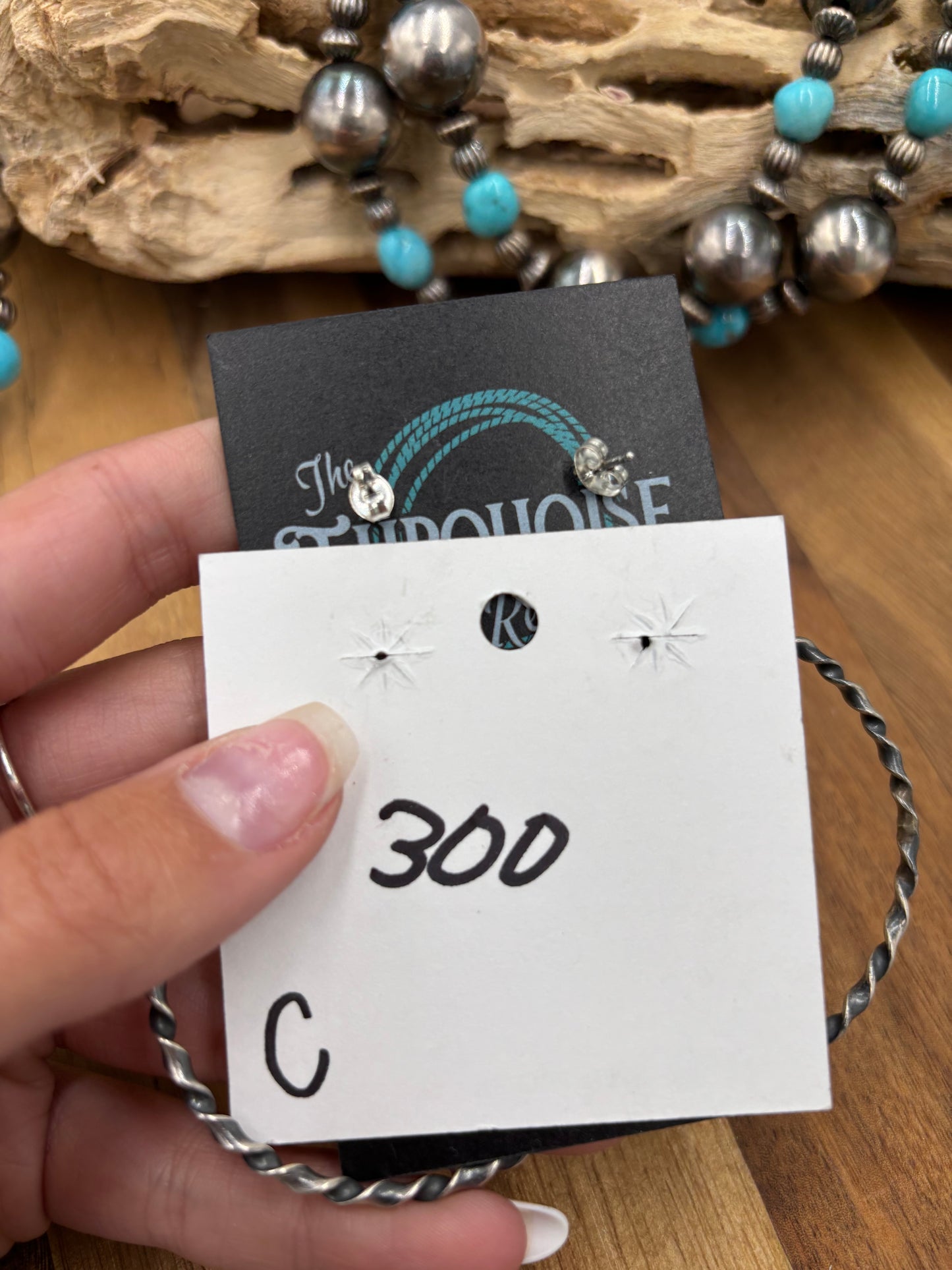 White Buffalo #826-3C Hoop Earrings by Elouise Kee, Navajo