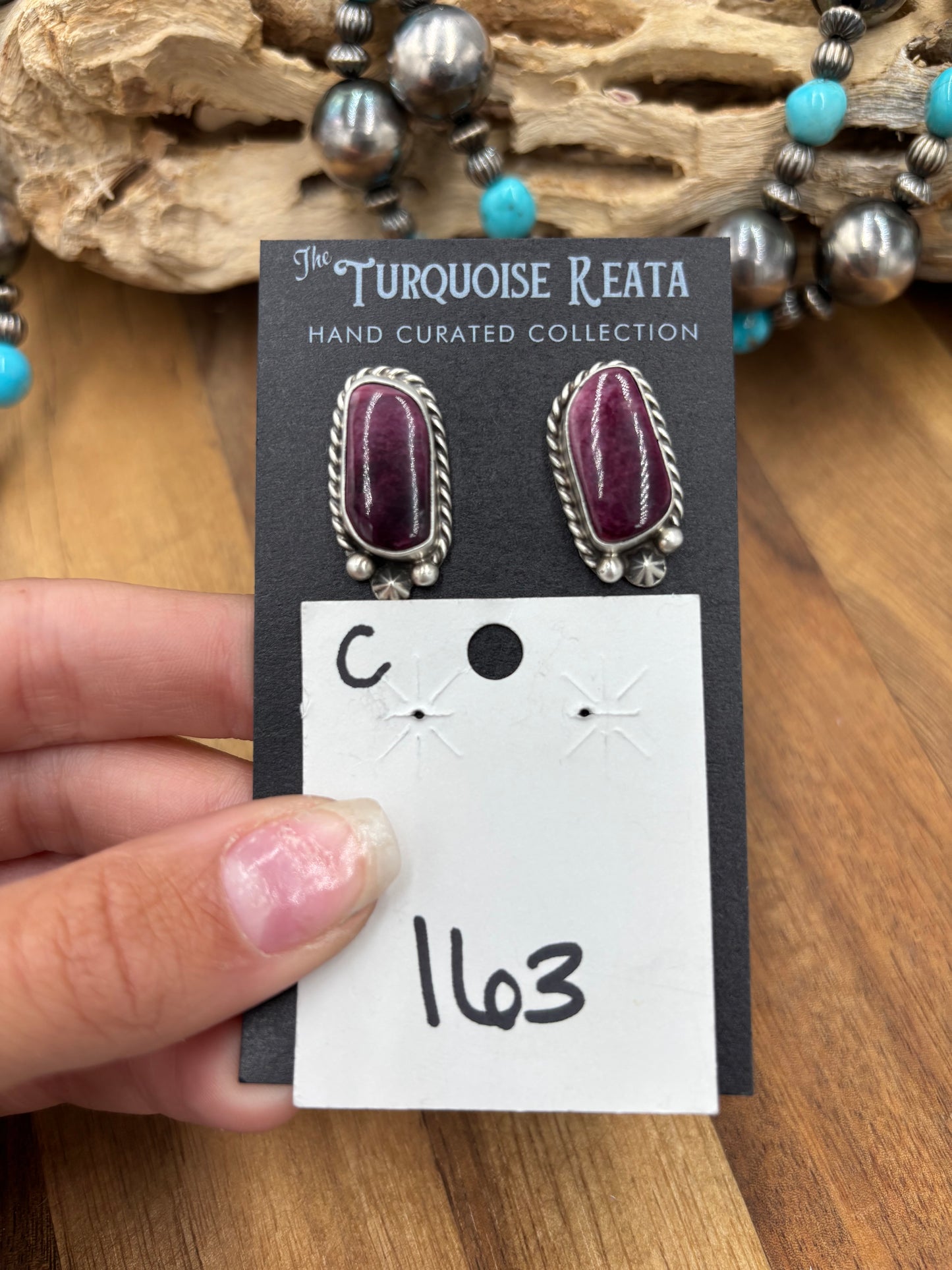 Purple Spiny #826-8C Earrings by Chassity Belone, Navajo