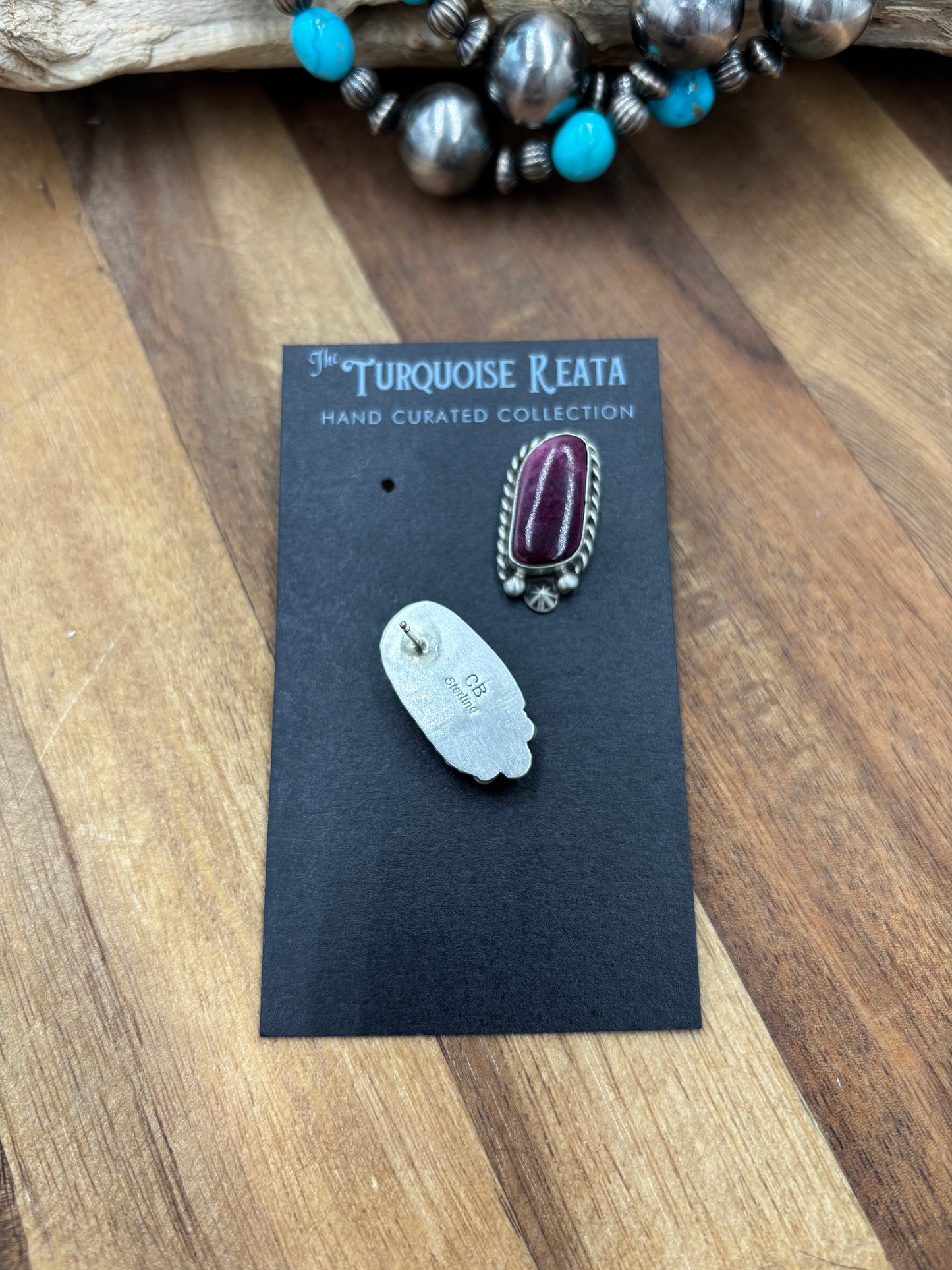 Purple Spiny #826-8C Earrings by Chassity Belone, Navajo