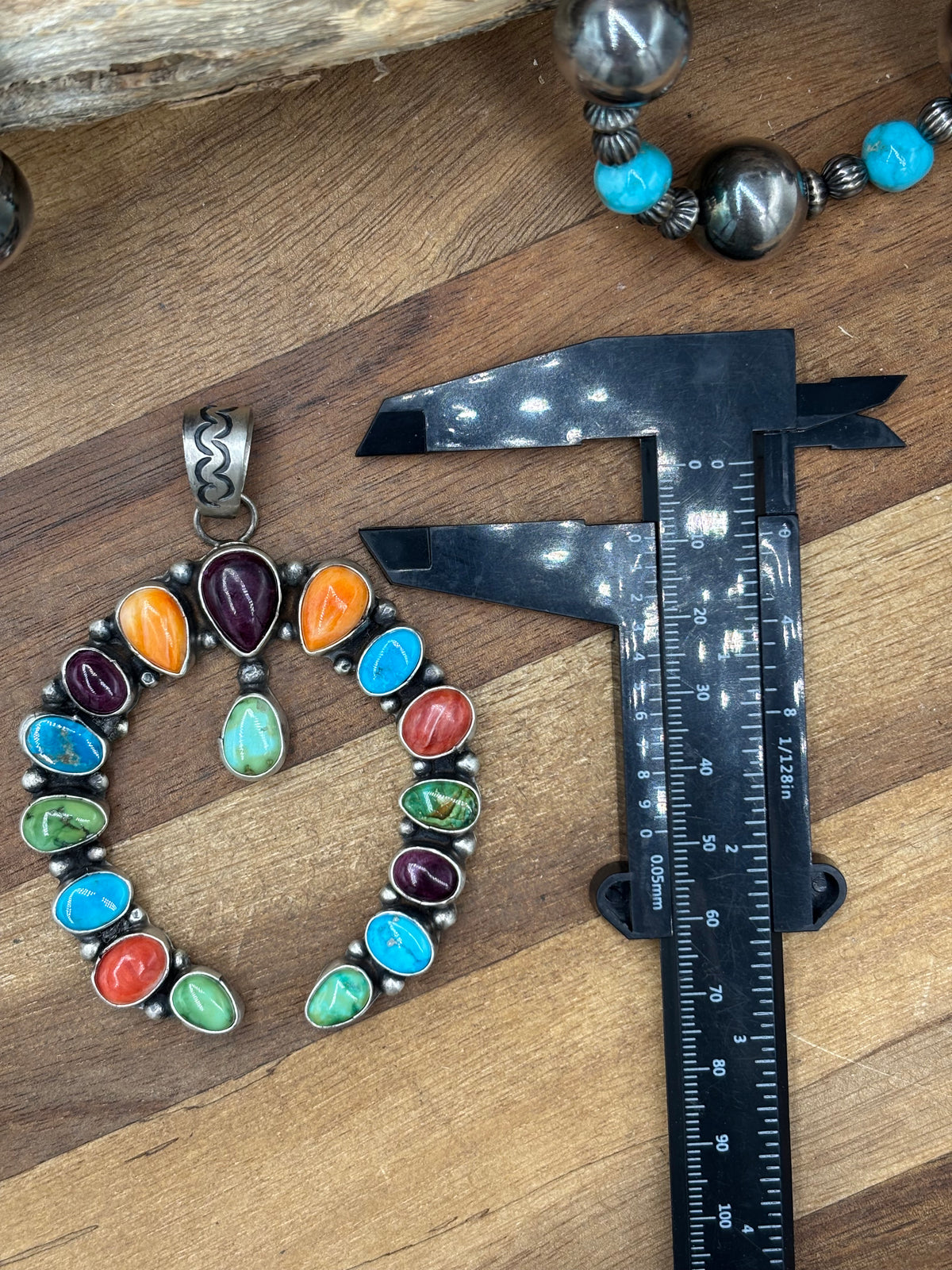 Rainbow Multi Stone #926-1 Naja Pendant by Ella Peter, Navajo Red, Orange, Purple Spiny, Sonoran Gold, & Turquoise
