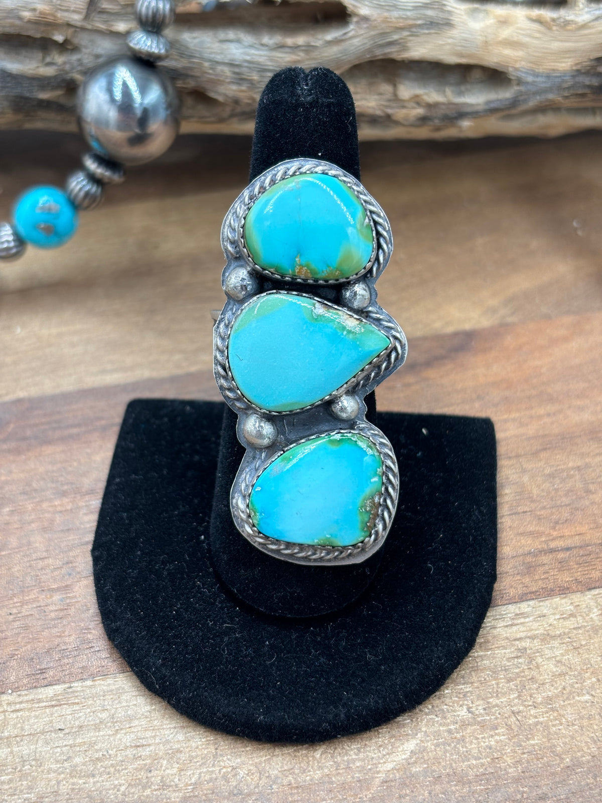 Sonoran Gold #926-2 Three Stone Ring Size 8 by Boyd Ashley, Navajo