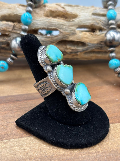 Sonoran Gold #926-2 Three Stone Ring Size 8 by Boyd Ashley, Navajo