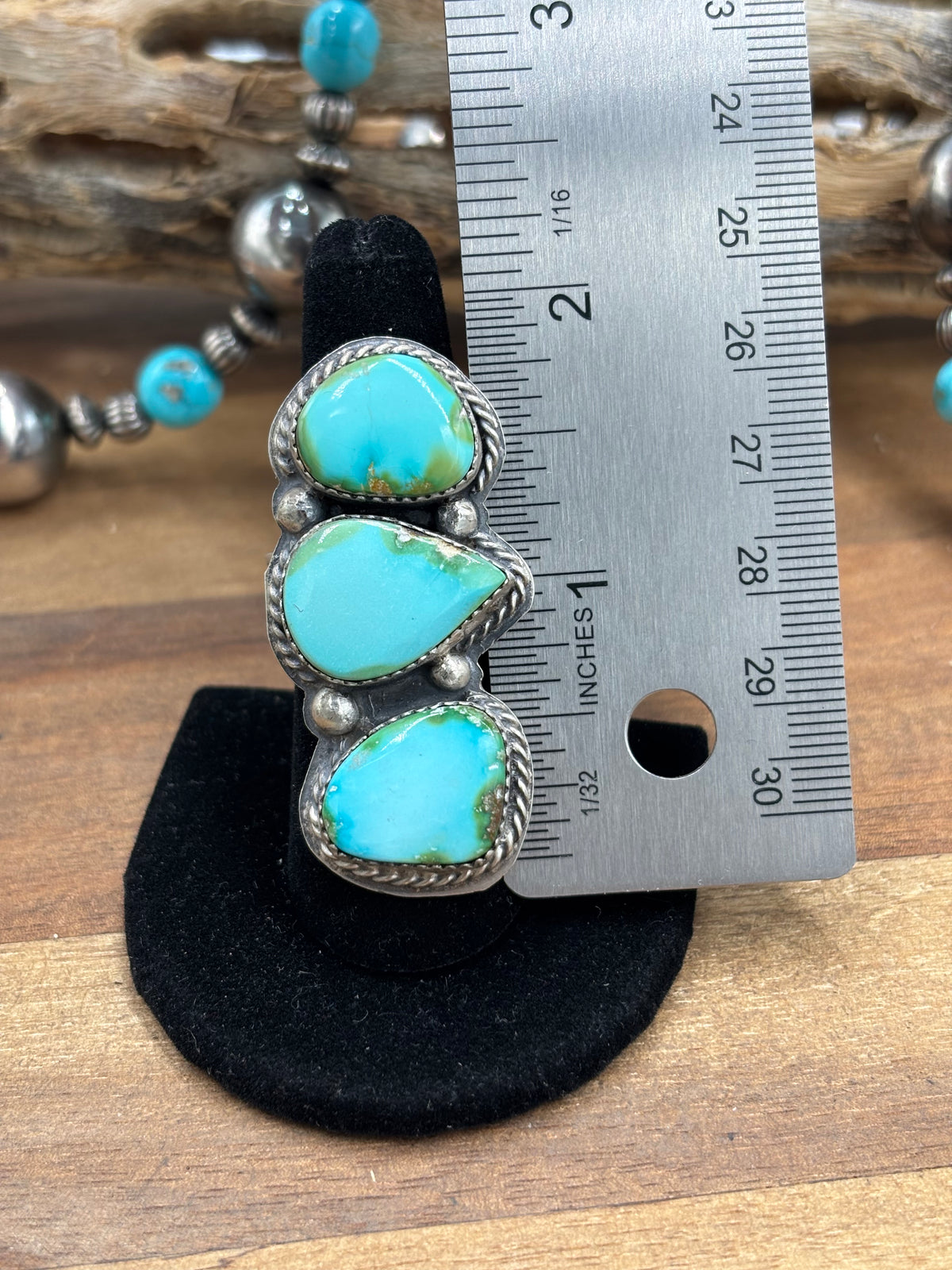 Sonoran Gold #926-2 Three Stone Ring Size 8 by Boyd Ashley, Navajo