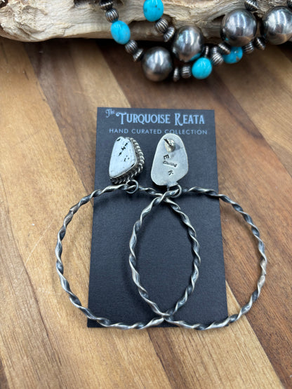 White Buffalo #826-3A Hoop Earrings by Elouise Kee, Navajo