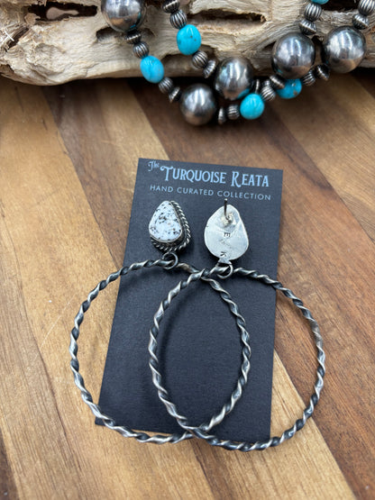 White Buffalo #826-3C Hoop Earrings by Elouise Kee, Navajo