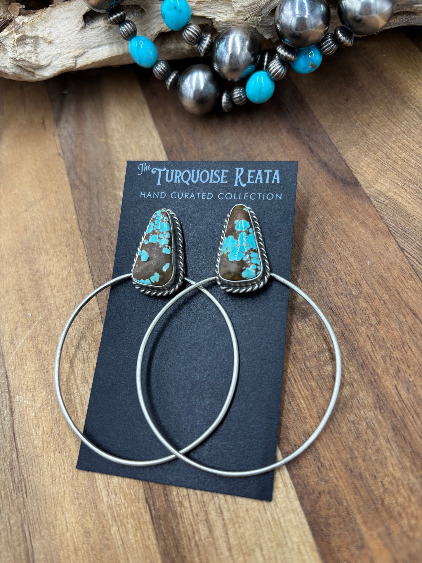 Mine #8 #826-2A Hoop Earrings by Elouise Kee, Navajo
