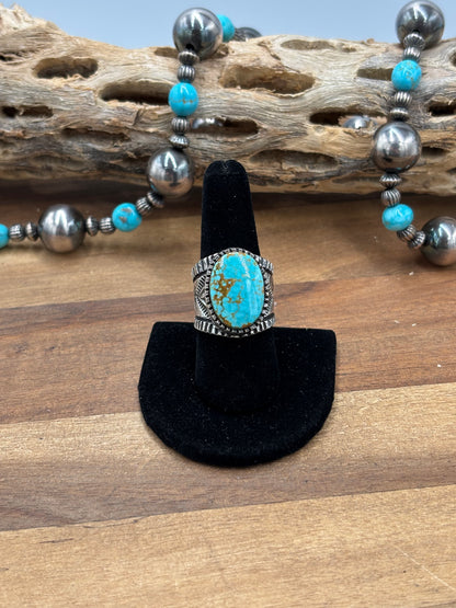 Turquoise #926-5 Ring Size 8.75 by Stanford Yazzie, Navajo