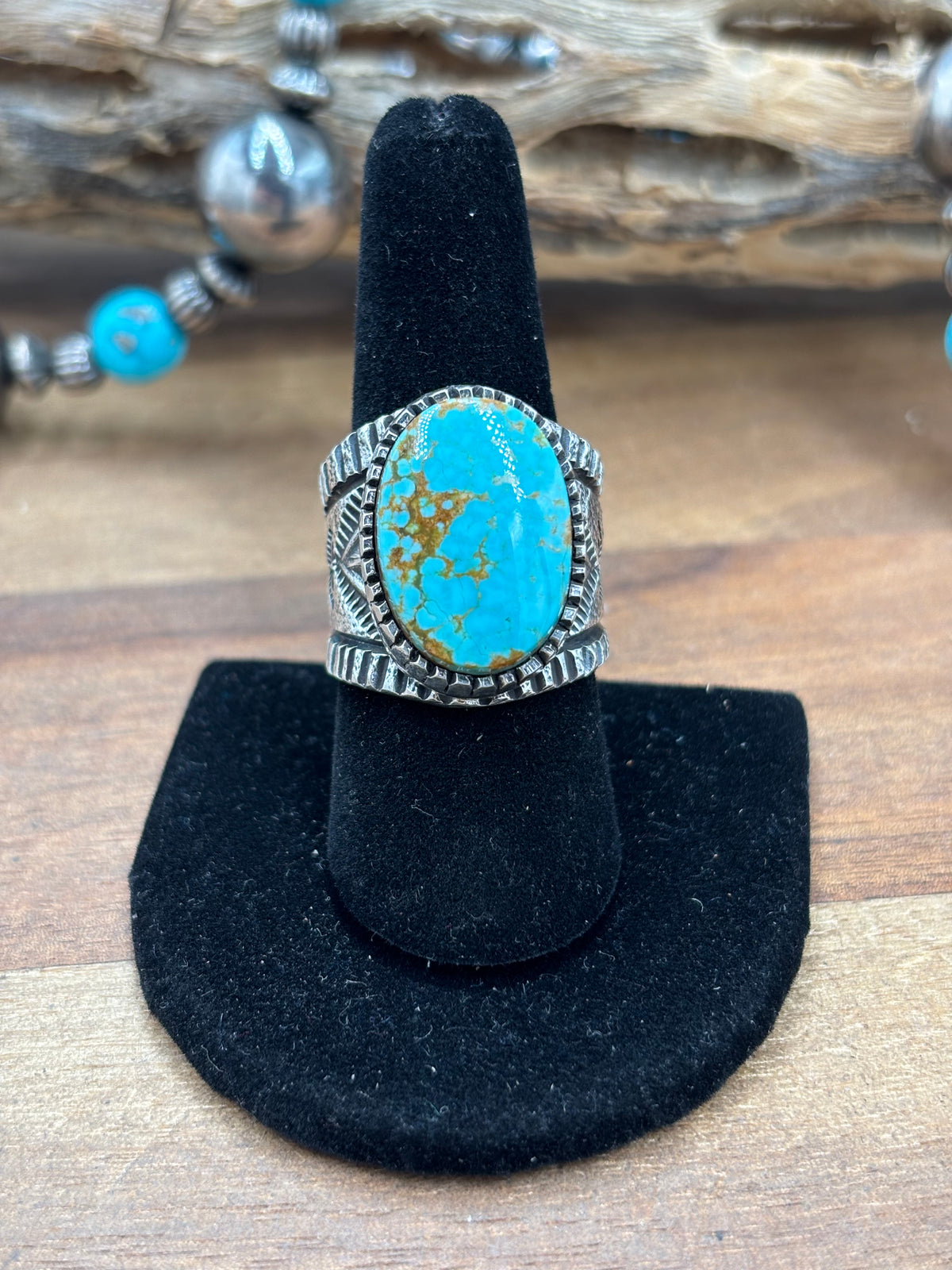 Turquoise #926-5 Ring Size 8.75 by Stanford Yazzie, Navajo