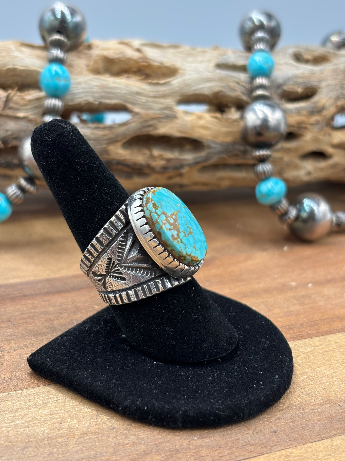 Turquoise #926-5 Ring Size 8.75 by Stanford Yazzie, Navajo