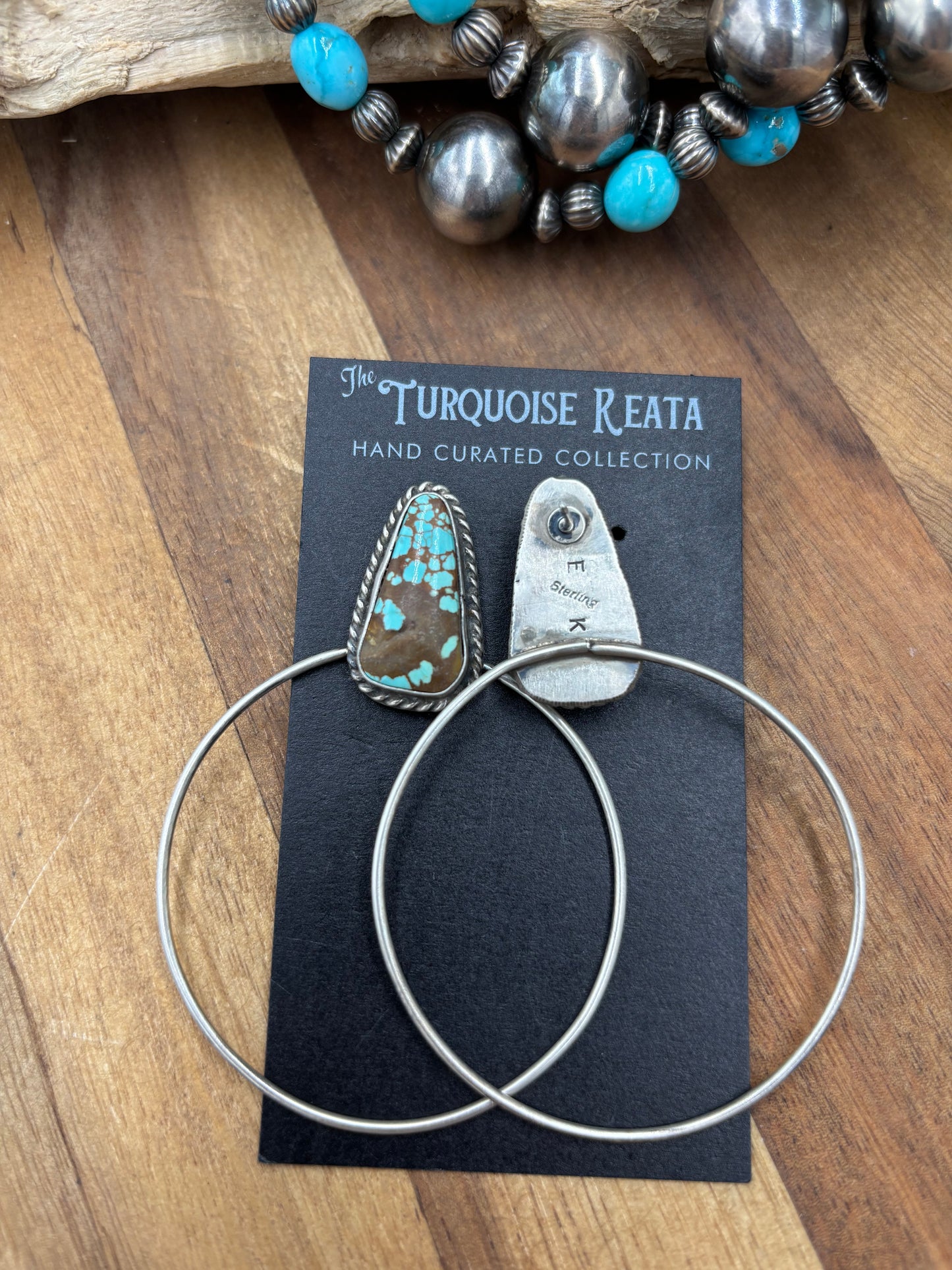 Mine #8 #826-2A Hoop Earrings by Elouise Kee, Navajo