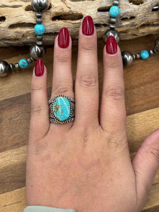 Turquoise #926-5 Ring Size 8.75 by Stanford Yazzie, Navajo