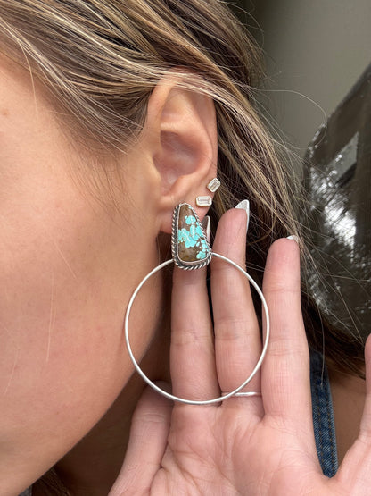 Mine #8 #826-2A Hoop Earrings by Elouise Kee, Navajo