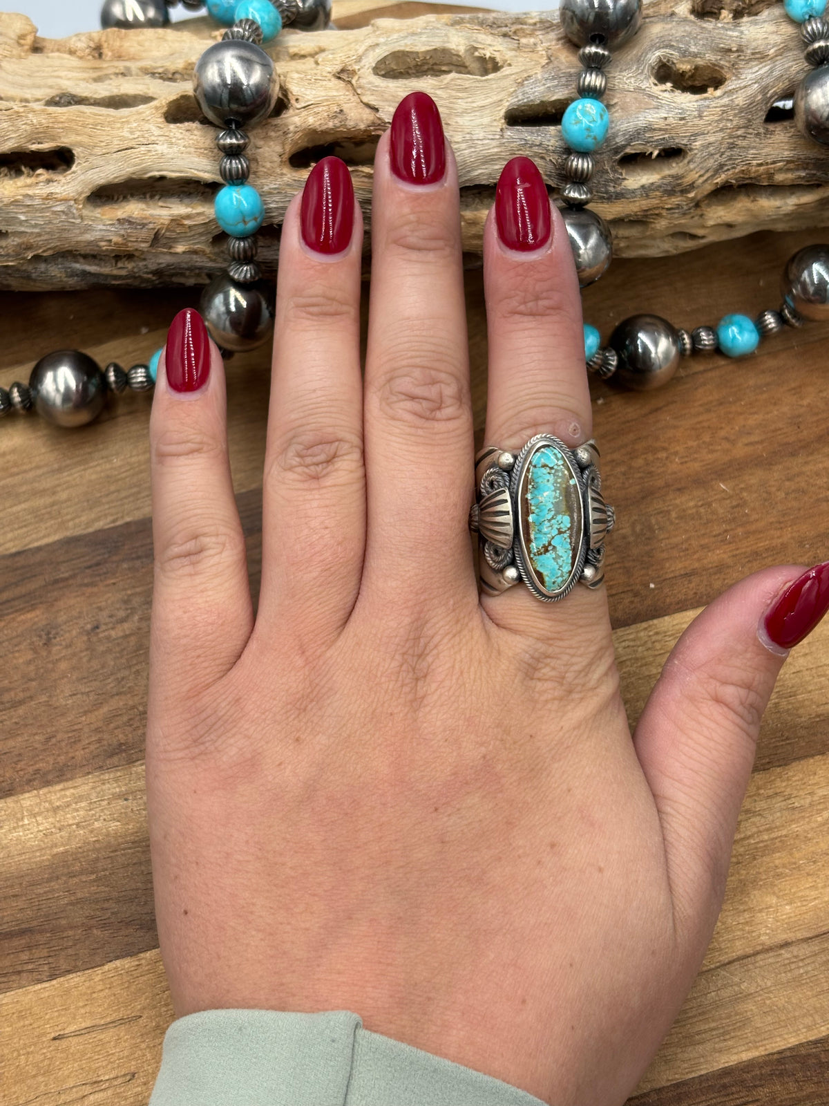 Turquoise #926-4 Ring Size 10 by JJ, Navajo