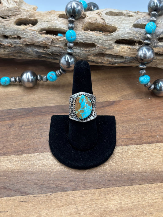 Turquoise #926-6 Ring Size 8.25 by Stanford Yazzie, Navajo