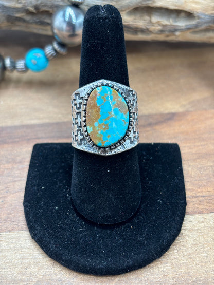 Turquoise #926-6 Ring Size 8.25 by Stanford Yazzie, Navajo