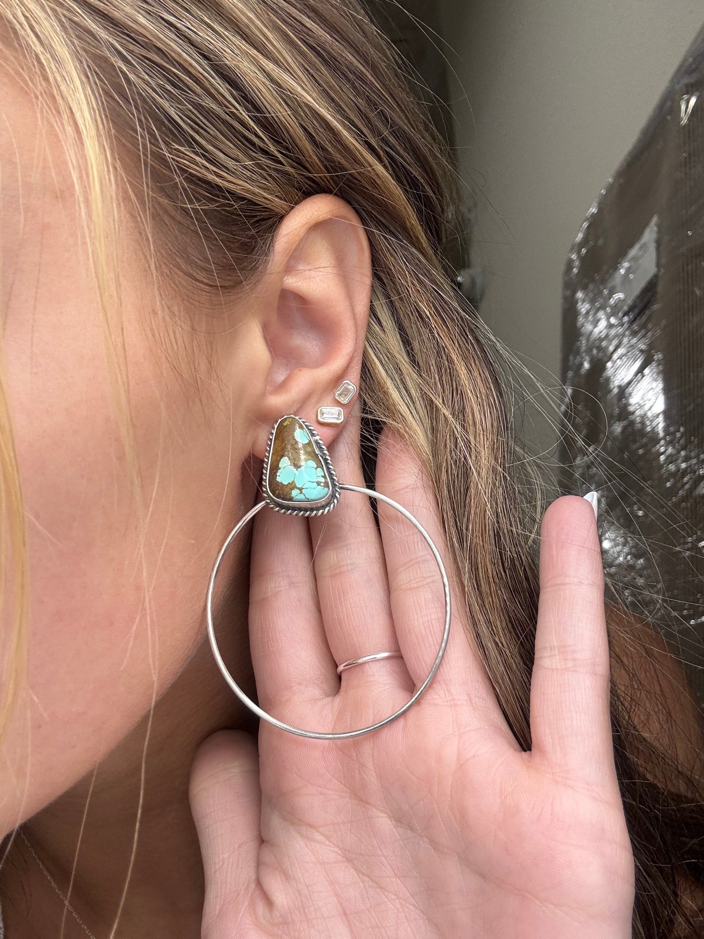 Mine #8 #826-2B Hoop Earrings by Elouise Kee, Navajo