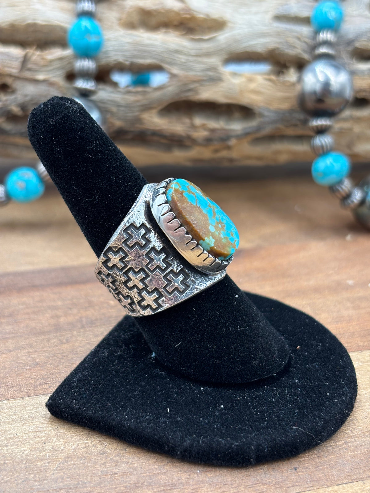 Turquoise #926-6 Ring Size 8.25 by Stanford Yazzie, Navajo