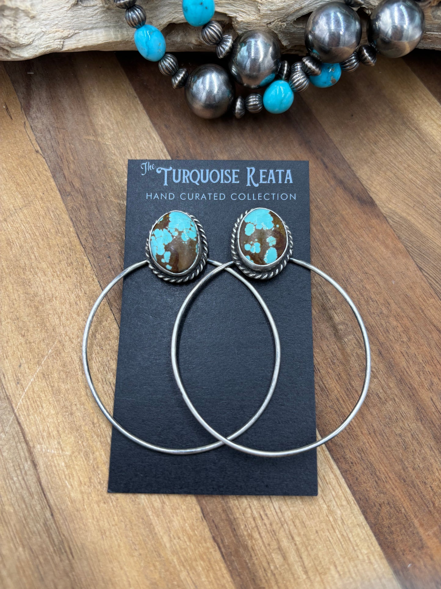 Mine #8 #826-2C Hoop Earrings by Elouise Kee, Navajo
