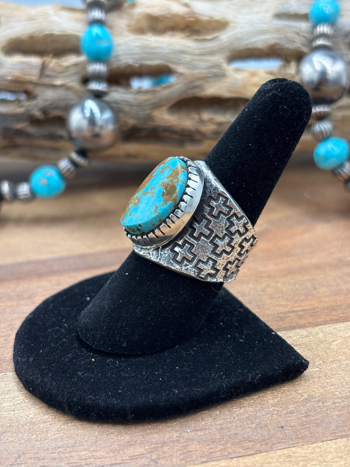 Turquoise #926-6 Ring Size 8.25 by Stanford Yazzie, Navajo