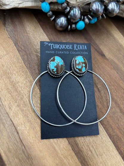 Mine #8 #826-2C Hoop Earrings by Elouise Kee, Navajo