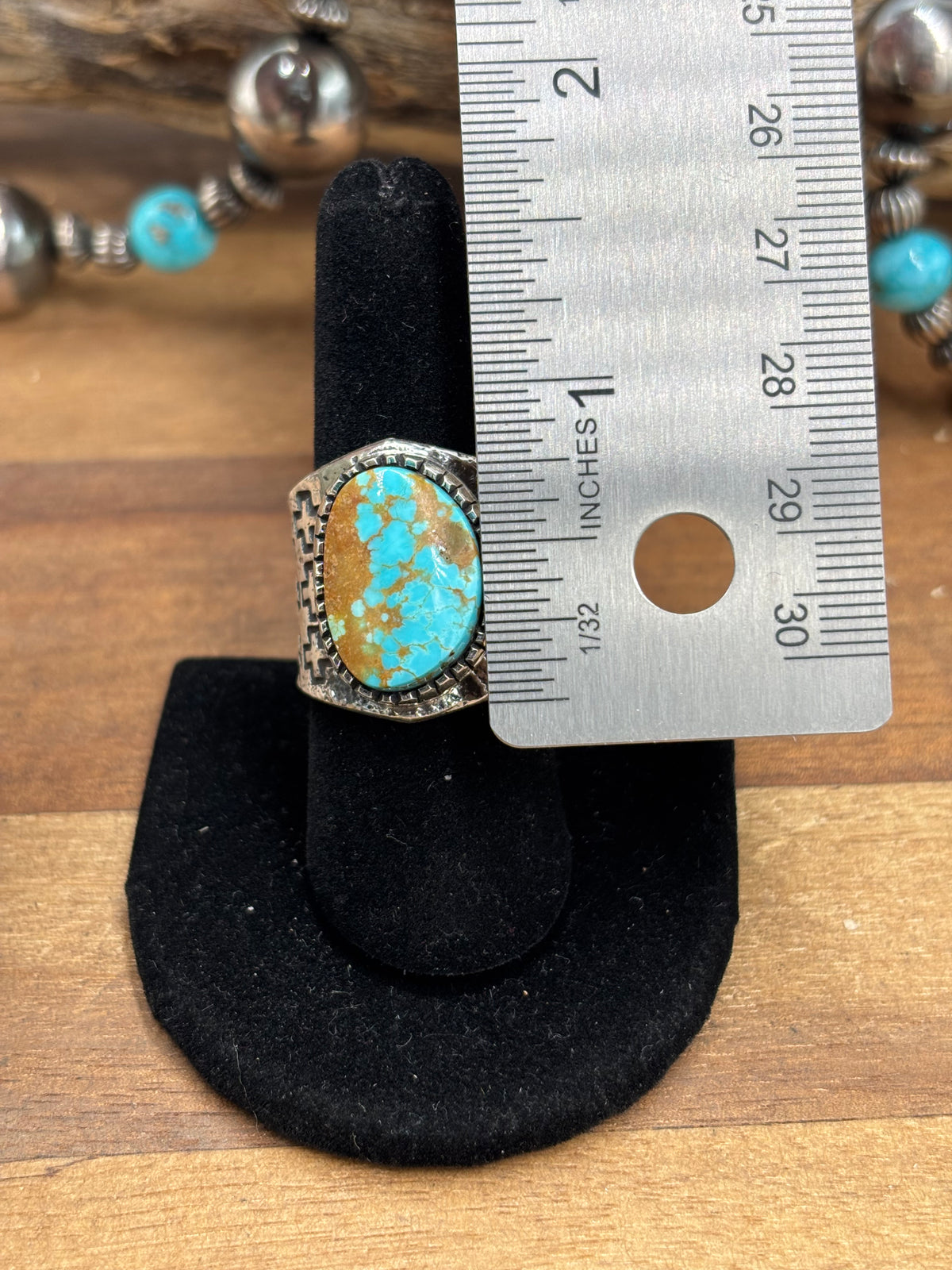 Turquoise #926-6 Ring Size 8.25 by Stanford Yazzie, Navajo