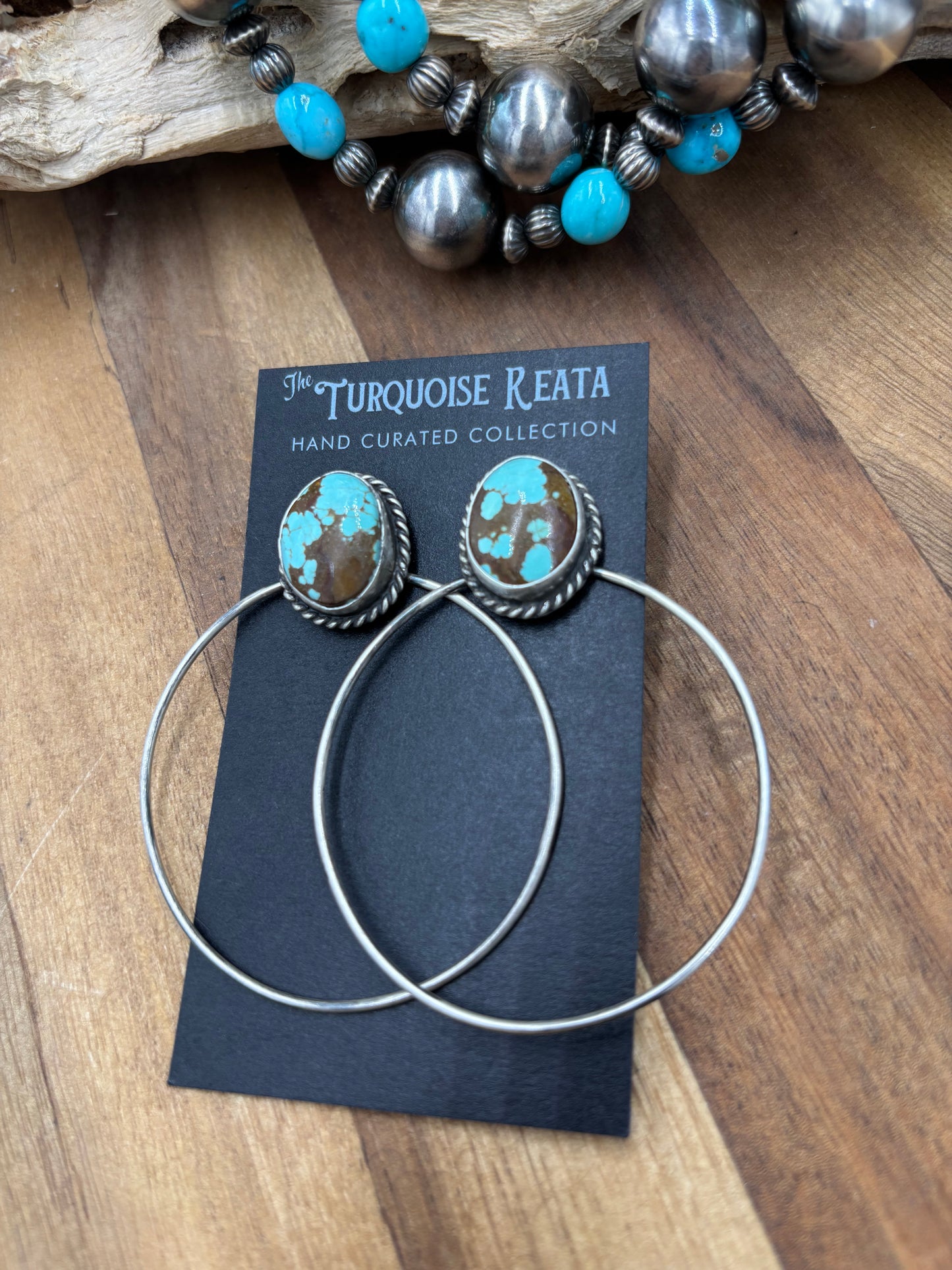 Mine #8 #826-2C Hoop Earrings by Elouise Kee, Navajo